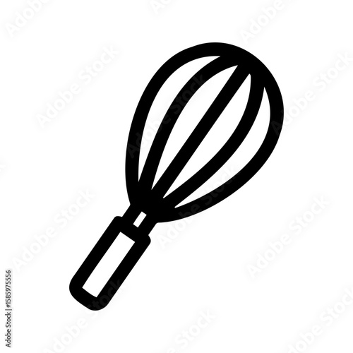 Whisk icon for mixing ingredients on white background, minimalistic design,