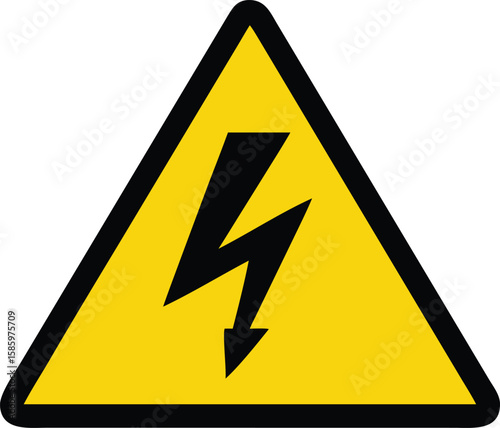 Vektorillustration Warnzeichen Strom Gelbes Dreieck mit Blitz Symbol