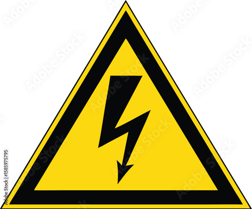 Vektorillustration Warnzeichen Strom Gelbes Dreieck mit Blitz Symbol
