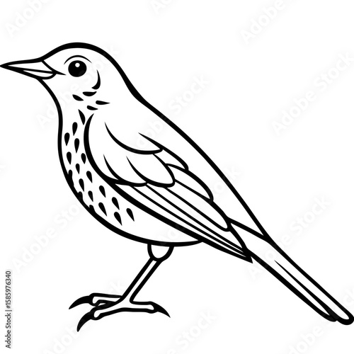 Song Thrush Outline Vector