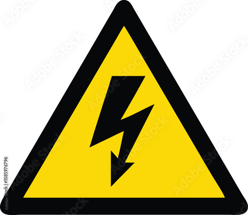Vektorillustration Warnzeichen Strom Gelbes Dreieck mit Blitz Symbol