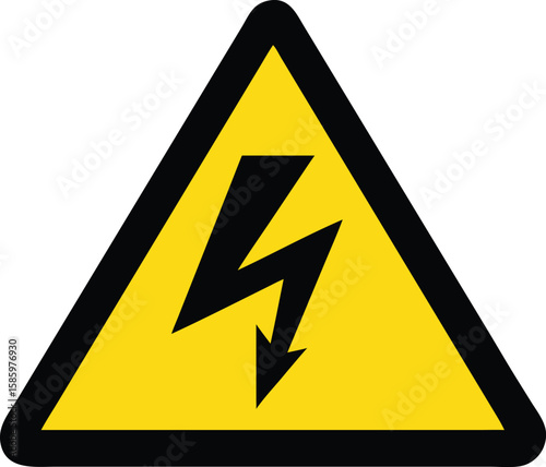 Vektorillustration Warnzeichen Strom Gelbes Dreieck mit Blitz Symbol