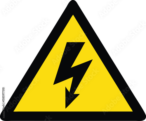 Vektorillustration Warnzeichen Strom Gelbes Dreieck mit Blitz Symbol