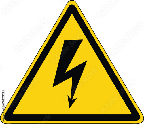 Vektorillustration Warnzeichen Strom Gelbes Dreieck mit Blitz Symbol