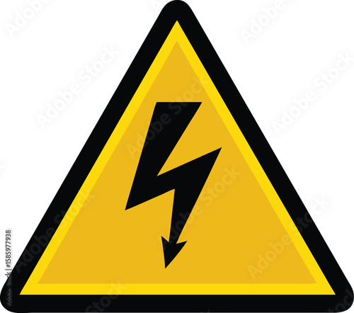Vektorillustration Warnzeichen Strom Gelbes Dreieck mit Blitz Symbol