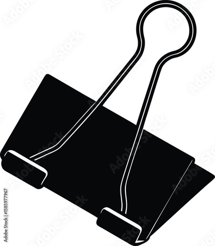 Simple black silhouette of a classic binder clip