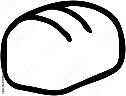 Simple line drawing of a loaf of bread, showing a top-down perspective.