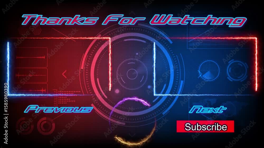 Animated thank you for watching YouTube end screen. 4k animated by neon