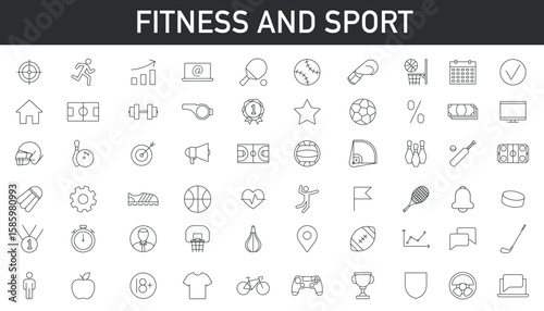 fitness and sport  isolated icons set on white background