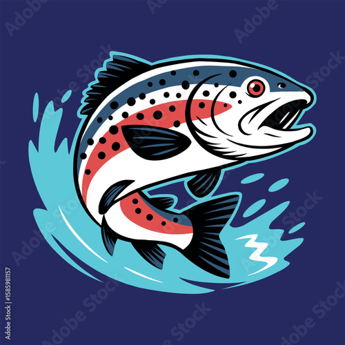 Fish jumping out of water. vector illustration