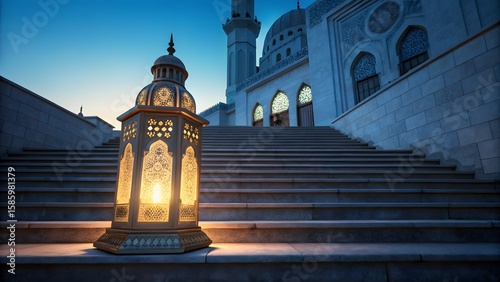 Islamic Lantern on Mosque Staircase