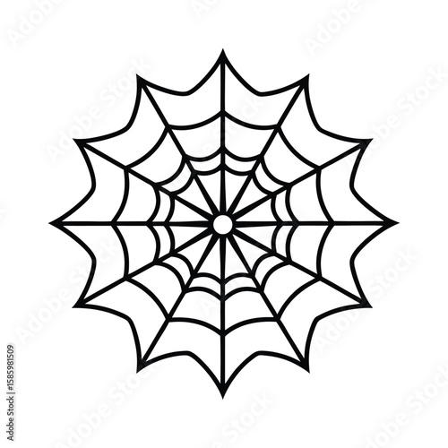 Spiderweb with spooky threads and radial design Halloween mandala Vector illustration