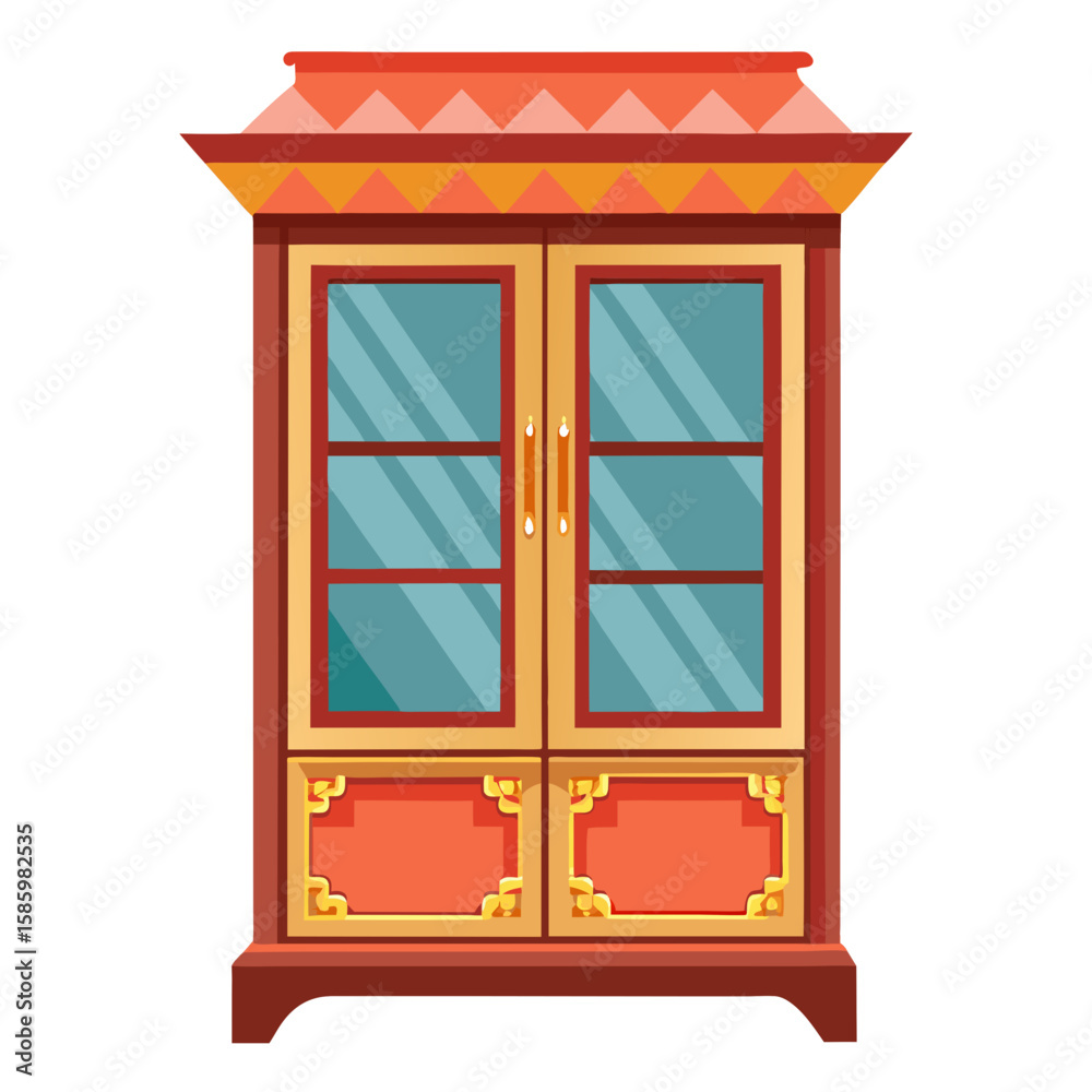 Obraz premium red wooden window