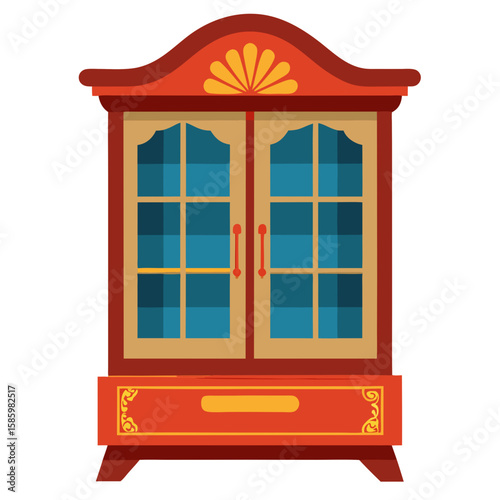 window with red shutters