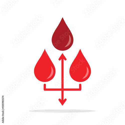 Vector illustration of blood flow arrow dynamic moving on white background