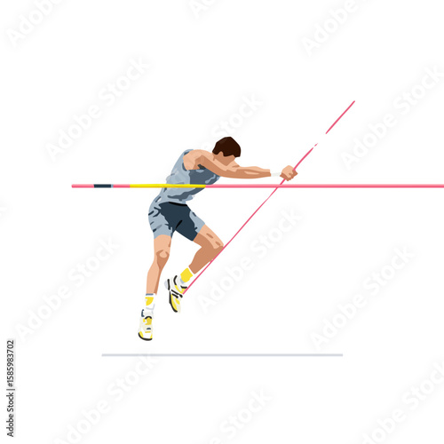 Vector illustration of pole vault bar professional on white background, sports equipment