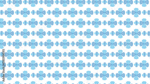 Wallpaper Mural Seamless 3D geometric floral pattern in blue on white background. Perfect for backgrounds, textiles, digital prints, wallpapers, packaging, and modern decorative design. Torontodigital.ca