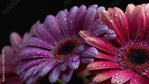 Gerbera Flower Macro with Water Droplets in Soft Natural Light