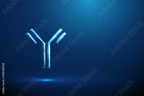 Abstract antibody. Immunology, monoclonal therapy, biotechnology medicine, immune system, pharmaceutical concept. Low poly style