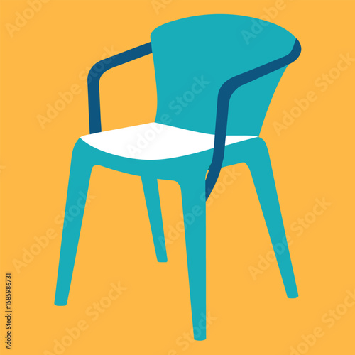 "Silhouette of a stackable plastic chair with curved backrest"

