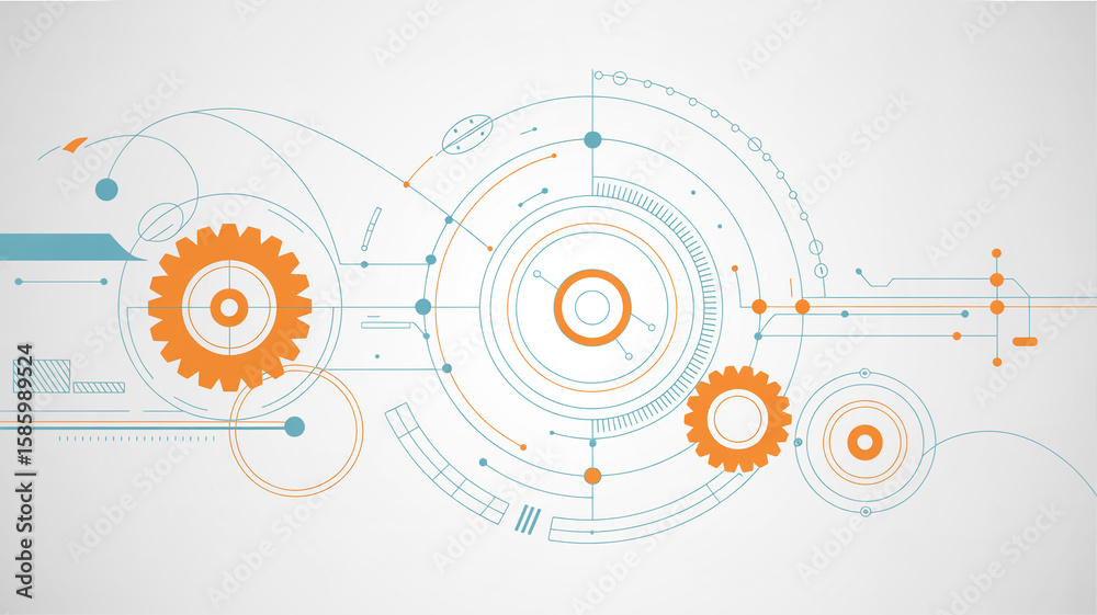 A technical blueprint-style digital illustration with a white background featuring mechanical and technological elements. A technical blueprint-style digital illustration with a white background featuring mechanical and technological elements.