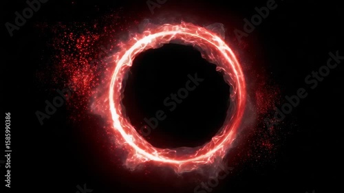 Red Abstract Plasma Circle with Lightning Effects and Swirling Energy