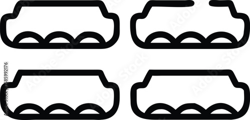 Set of outline icons representing knuckle dusters with rounded edges and simplified shapes