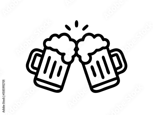  two clinking beer mugs icon vector, Beer mug silhouette,