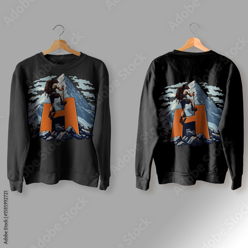 Mountain Hiker Varsity Letter K Design Outdoor Adventure & Hiking Sweatshirt Graphic