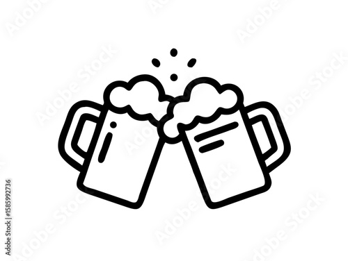  two clinking beer mugs icon vector, Beer mug silhouette,