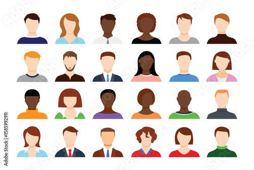 Diverse Avatar Collection: A vibrant collection of diverse avatars representing a wide range of ethnicities and hairstyles. Perfect for user profiles, website design, and more.