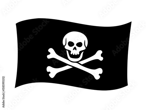 pirate flag with a skull and crossbones silhouette, skull and crossbones flag silhouette vector
