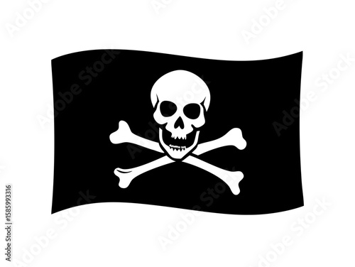 pirate flag with a skull and crossbones silhouette, skull and crossbones flag silhouette vector