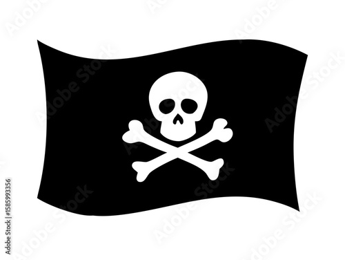 pirate flag with a skull and crossbones silhouette, skull and crossbones flag silhouette vector