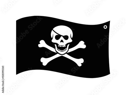 pirate flag with a skull and crossbones silhouette, skull and crossbones flag silhouette vector