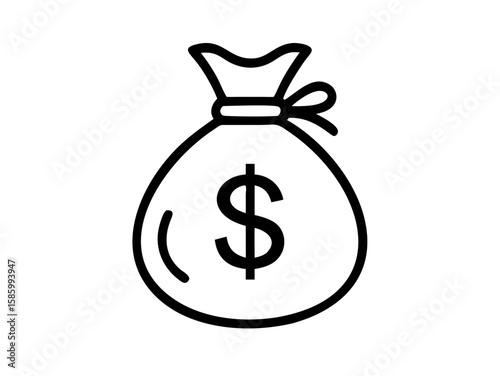 bag with dollar icon line art vector
