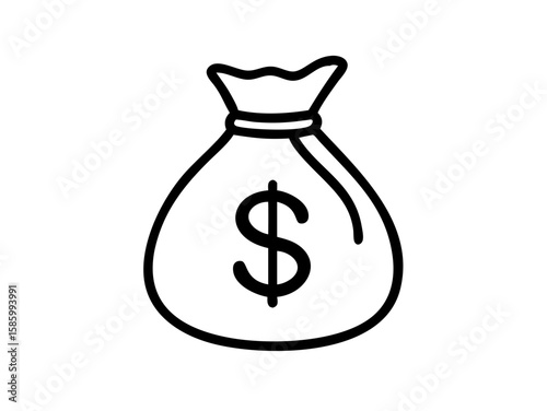 bag with dollar icon line art vector