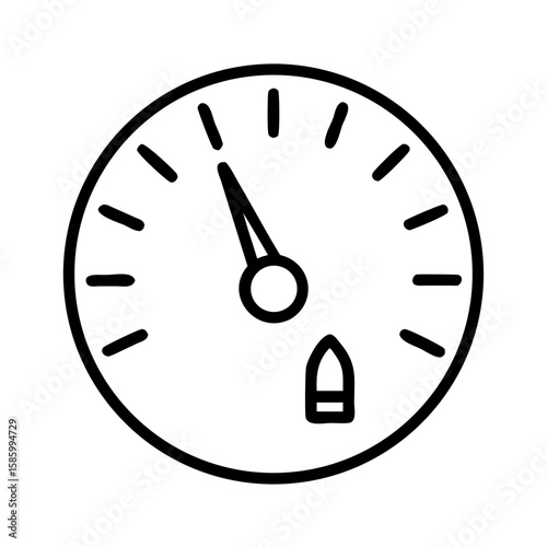Fuel gauge icon showing measurement levels and indicator needle  