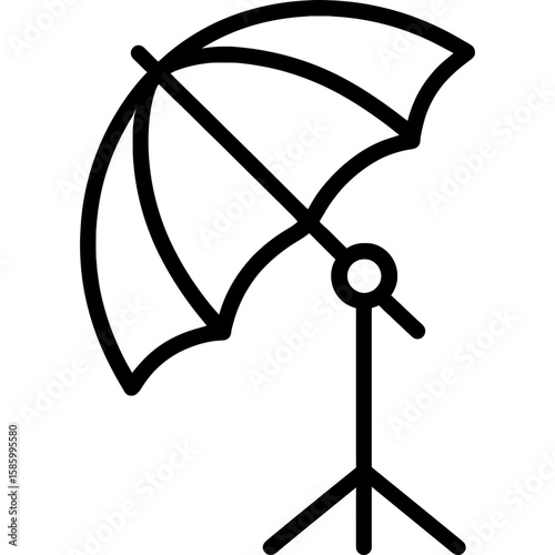 Photography umbrella on stand outline icon vector