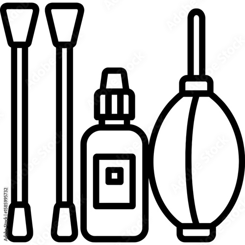 Camera sensor cleaning kit outline icon vector