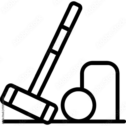 Croquet mallet and wicket outline icon vector