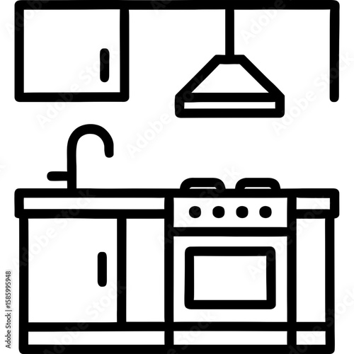 Kitchen outline icon vector