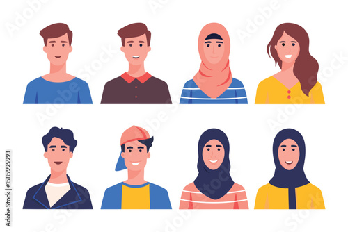 Diverse Faces: A collection of diverse faces, each radiating individuality and a warm smile, represent a spectrum of cultures and personalities, embodying unity in diversity. 