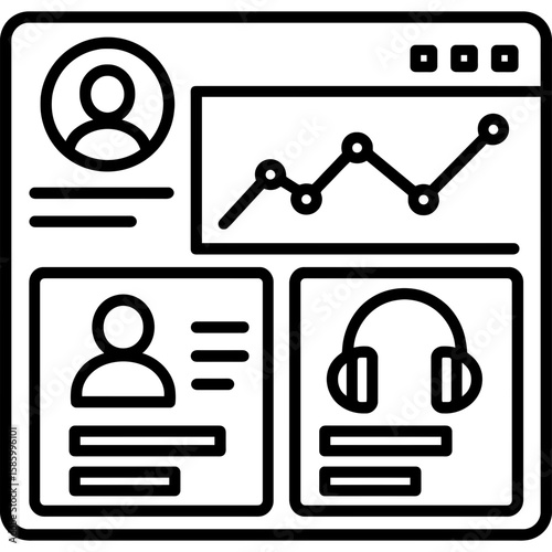 Podcast analytics dashboard outline icon vector
