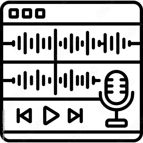 Podcast editing software interface outline icon vector