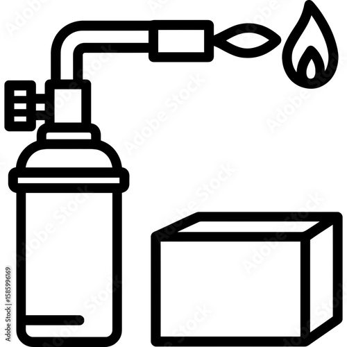 Soldering torch setup outline icon vector