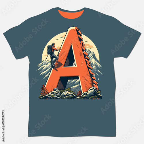 Mountain Hiker Varsity Letter K Design Outdoor Adventure & Hiking Sweatshirt Graphic