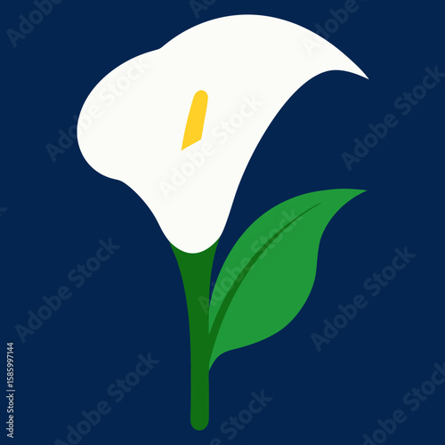 Yellow Spring Flower with Green Leaves Isolated on White Background Botanical Nature Vector Illustration Eco Floral Design Icon Concept