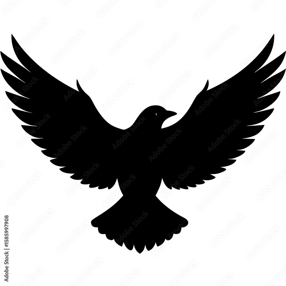 Obraz premium Black bird silhouette wings spread wide vector