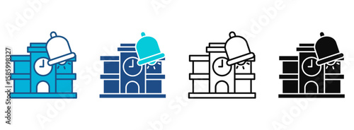 Bell Icon Set With Multiple Styles. Vector Illustration